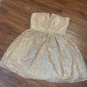 Gold lace cocktail dress